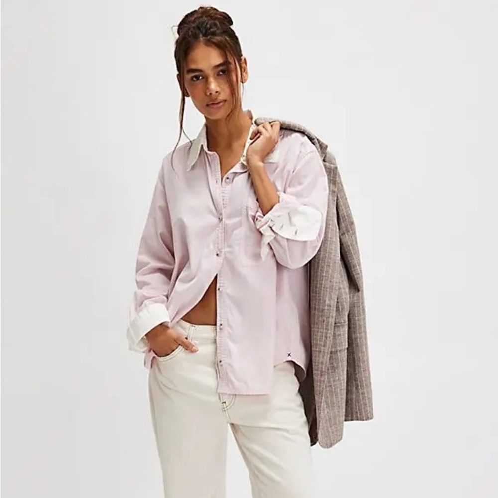 FREE PEOPLE We The Free Tommy Oxford Shirt in Prairie Mauve Combo